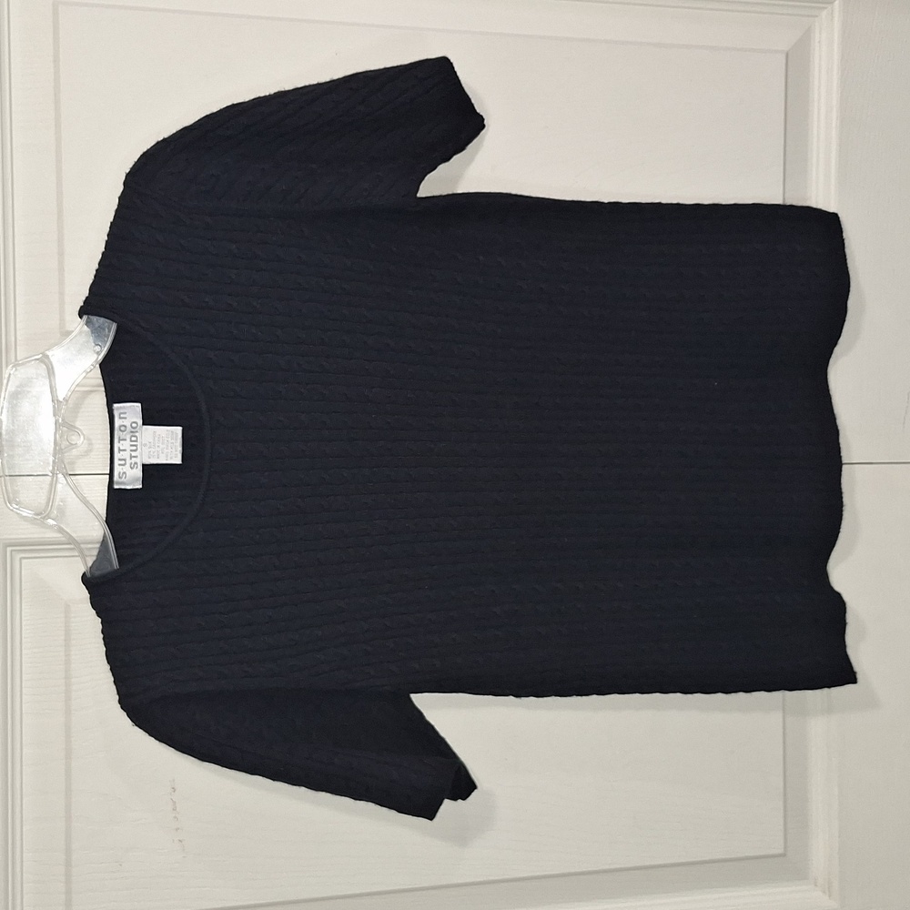 Vintage Sutton Studio cable knit silk cashmere pullover sweater- S - black - Picture 1 of 7